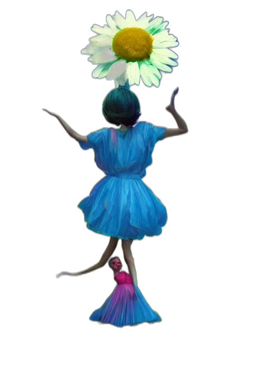 dress, staff, flower, creature transparent PNG cut-out