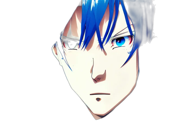 face, mask, robot, anime, photorealistic, cartoon, 3d render, blue transparent PNG cut-out
