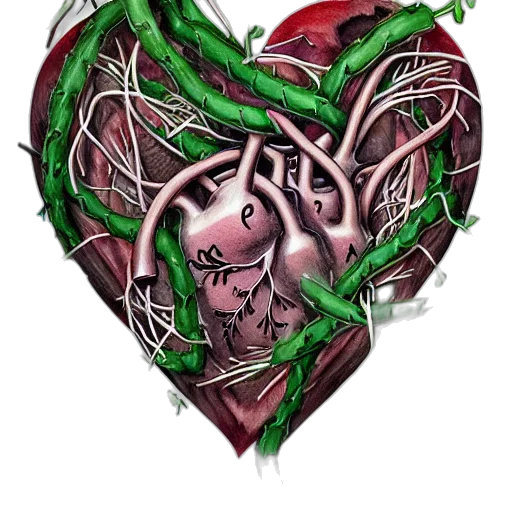 dragon, fantasy art, concept art, pixel art, comic book art, anatomical, hearts, wrapped transparent PNG cut-out