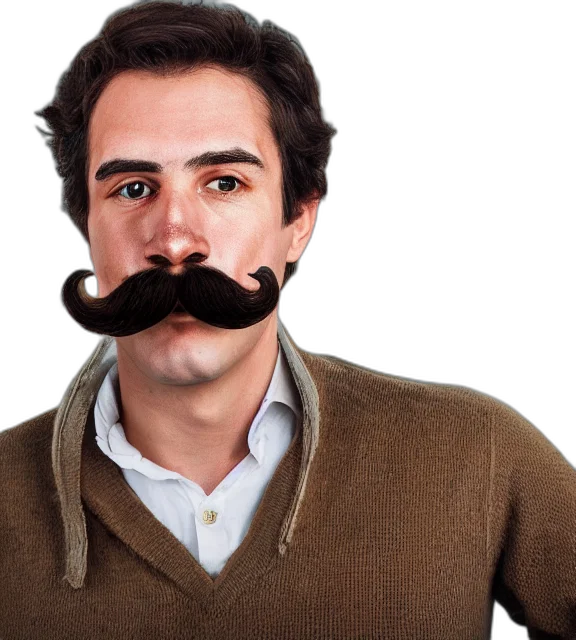 face, photorealistic, photo, medium, shot, man, moustache transparent PNG cut-out