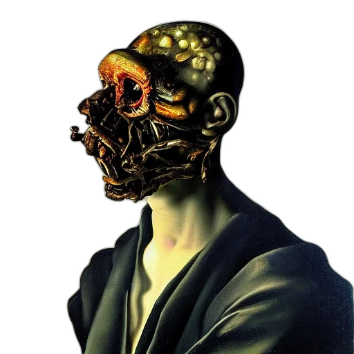 mask, robot, face, creature, cyberpunk, concept art, photorealistic, comic book art transparent PNG cut-out