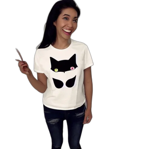 cartoon, t-shirt, cute, cat transparent PNG cut-out