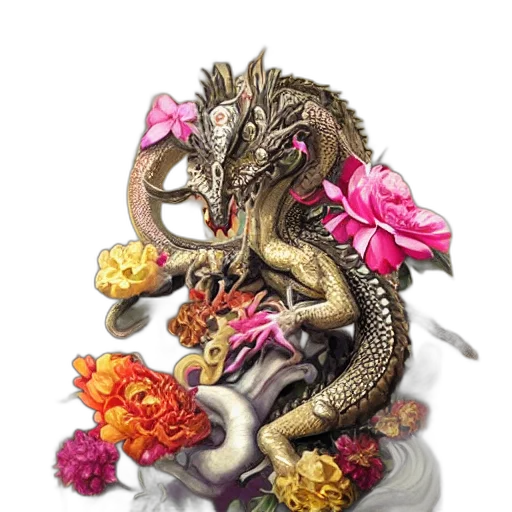 dragon, staff, jewelry, creature, fantasy art, concept art, photorealistic, pixel art transparent PNG cut-out