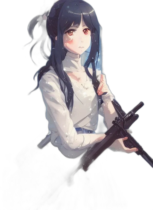 weapon, staff, sword, dress, anime, fantasy art, concept art, watercolor transparent PNG cut-out