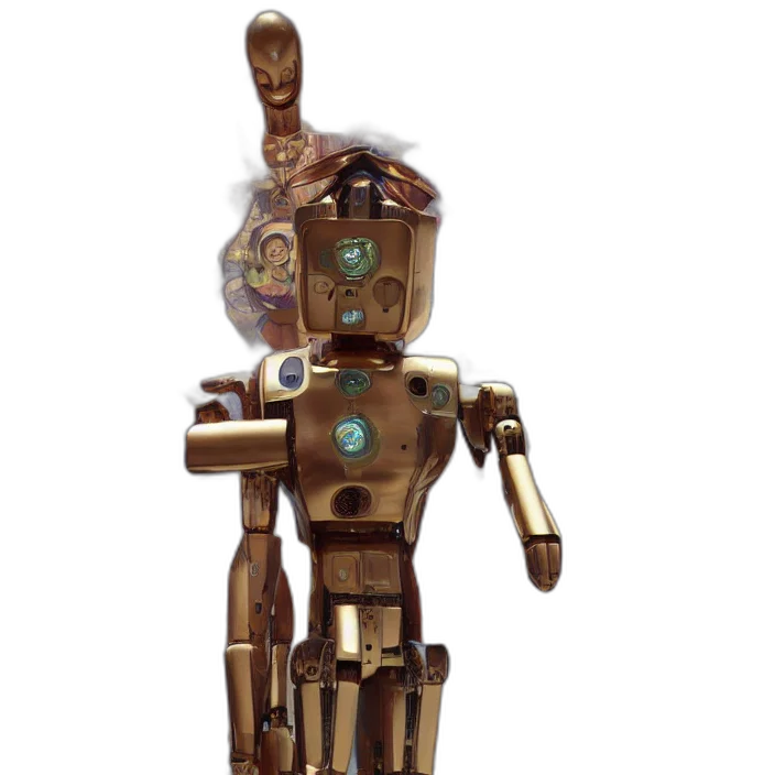 robot, staff, weapon, 3d render transparent PNG cut-out
