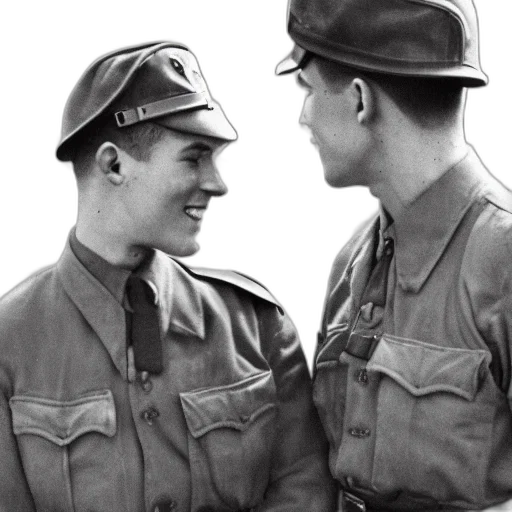 jacket, hat, professional, photograph, two, handsome, young, wwii transparent PNG cut-out