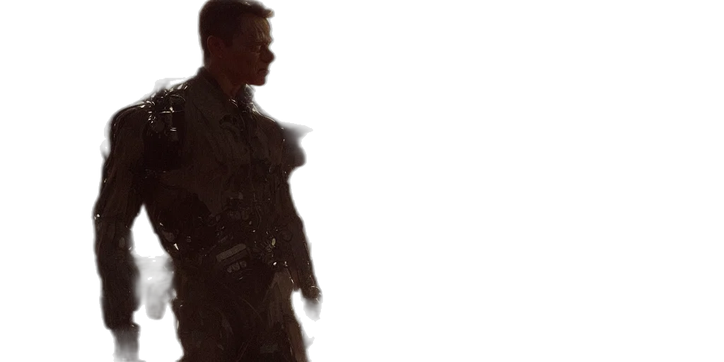 jacket, robot, weapon, staff, concept art, comic book art, 3d render, photorealistic transparent PNG cut-out