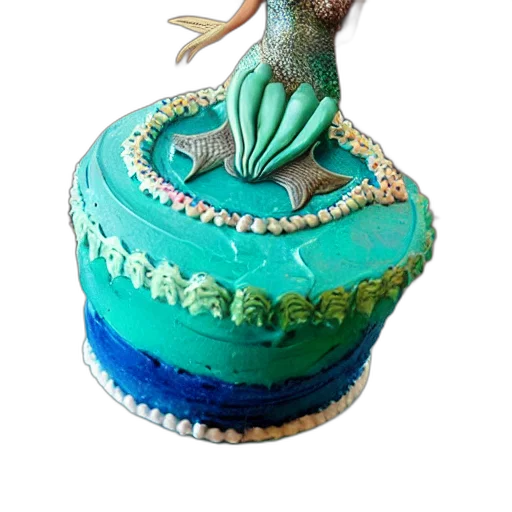 3d render, underwater, mermaid, cake, advertisement, food, photography transparent PNG cut-out