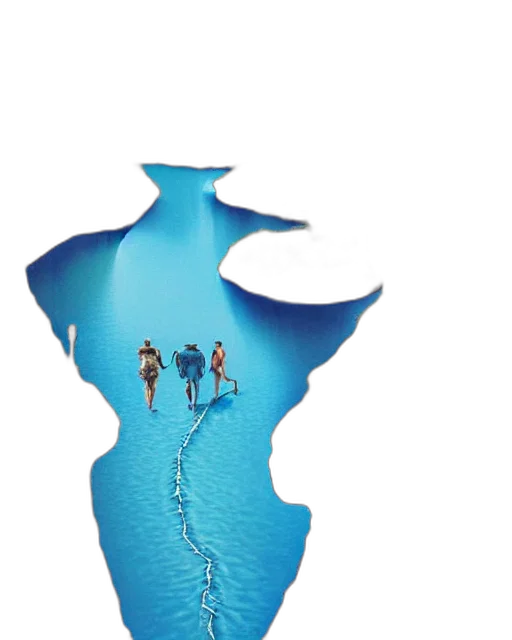 concept art, underwater, blue, two, people, walking, unfamiliar, environment transparent PNG cut-out