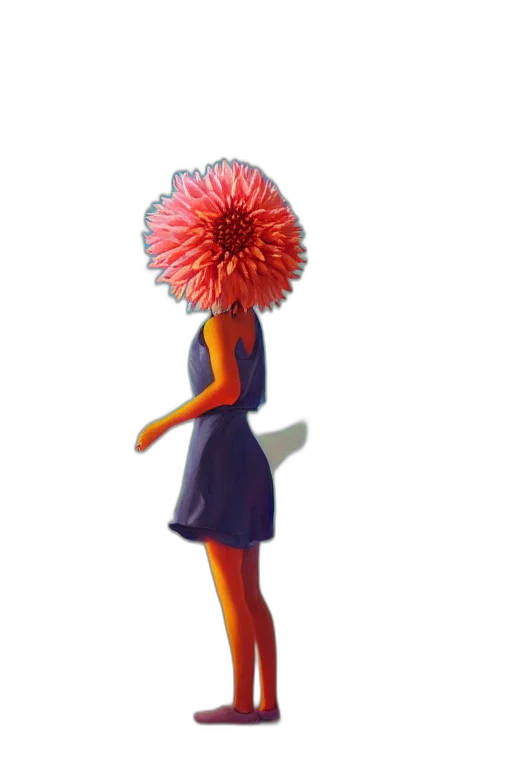 flower, staff, dress, robot, 3d render, concept art, pixel art, photorealistic transparent PNG cut-out