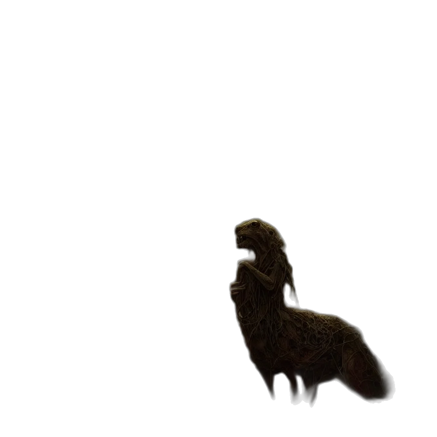 animal, creature, dragon, hair, 3d render, pixel art, concept art, photorealistic transparent PNG cut-out
