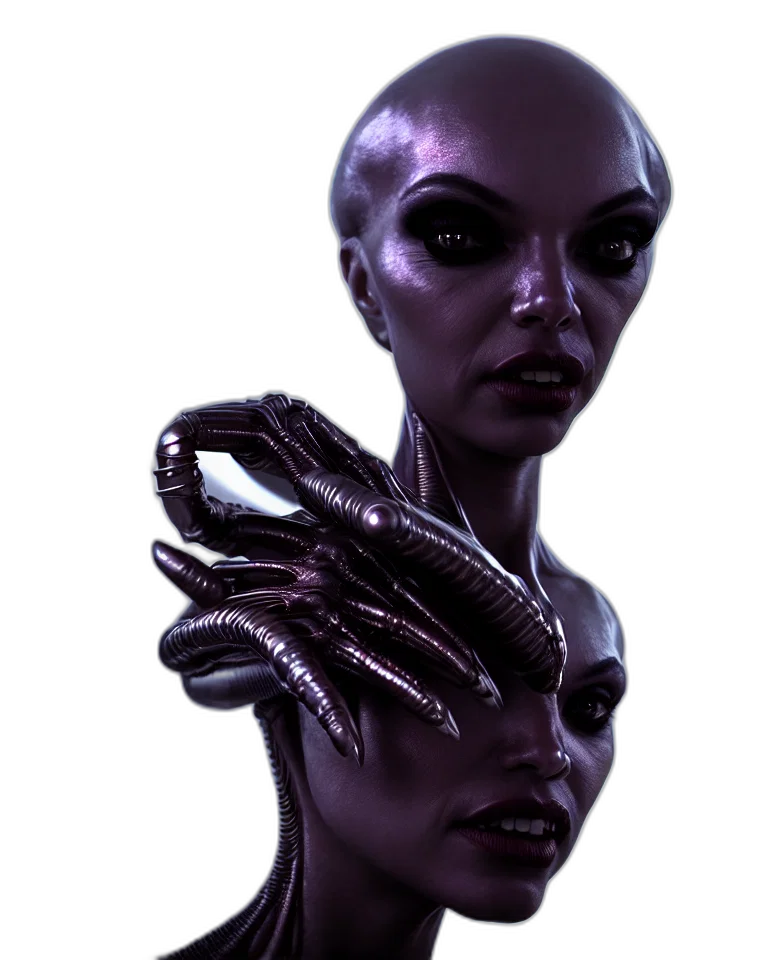 creature, robot, face, mask, concept art, 3d render, fantasy art, cyberpunk transparent PNG cut-out