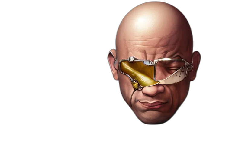 face, mask, weapon, staff, photorealistic, concept art, cyberpunk, 3d render transparent PNG cut-out