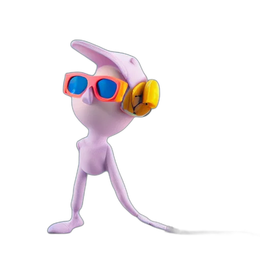 staff, robot, animal, mask, 3d render, concept art, cartoon, cute transparent PNG cut-out