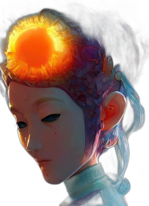 crown, face, mask, robot, fantasy art, concept art, photorealistic, watercolor transparent PNG cut-out