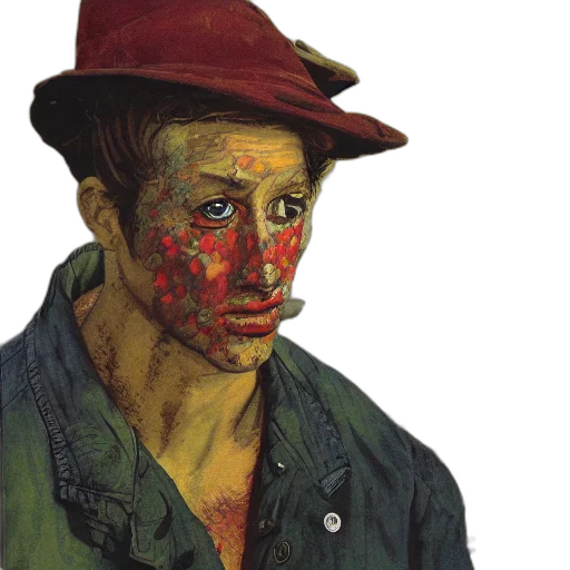 face, hat, mask, photorealistic transparent PNG cut-out