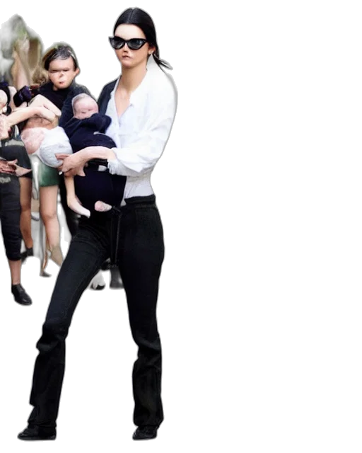 kendall, jenner, walking, runways, paris, while, holding, baby transparent PNG cut-out