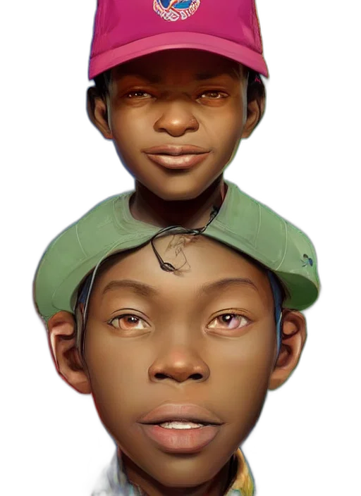 face, hat, mask, 3d render, concept art, photorealistic, cartoon, colourful transparent PNG cut-out