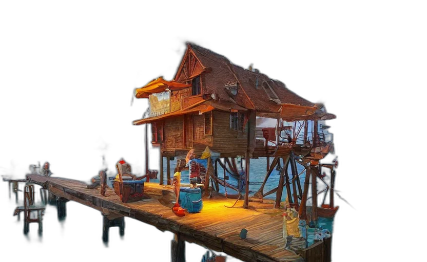 building, concept art, 3d render, pixel art transparent PNG cut-out