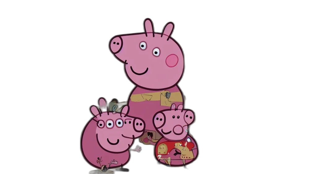 animal, concept art, cartoon, 3d render, peppa, pig, artwork, tom transparent PNG cut-out