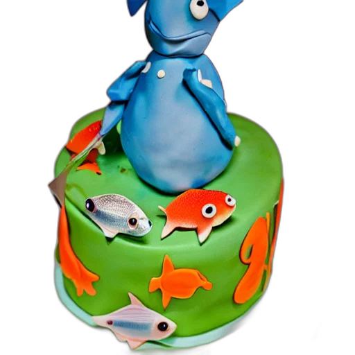 3d render, underwater, fish, themed, birthday, cake, food, photography transparent PNG cut-out