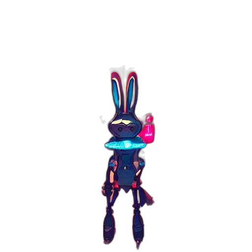 robot, creature, animal, staff, pixel art, 3d render, concept art, vaporwave transparent PNG cut-out