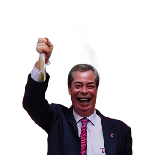 jacket, staff, robot, face, nigel, farage, laughing, holding transparent PNG cut-out
