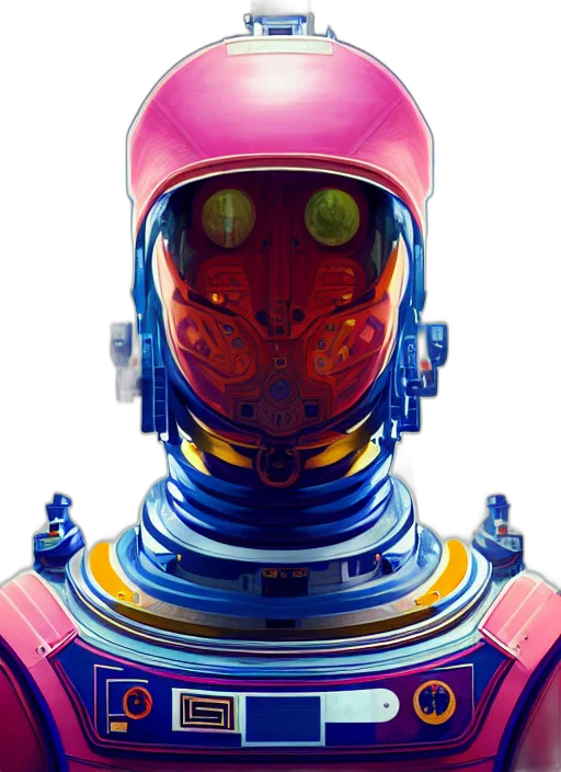 robot, mask, face, concept art, 3d render, cyberpunk, vaporwave, outer space transparent PNG cut-out