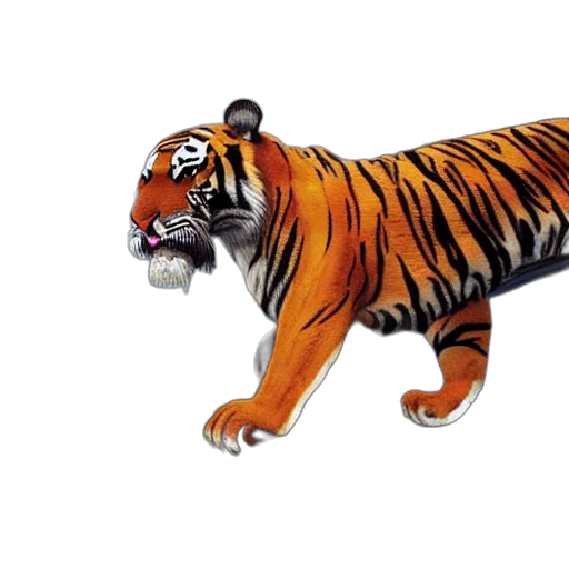 animal, creature, 3d render, photorealistic, concept art, watercolor, tiger, fire transparent PNG cut-out
