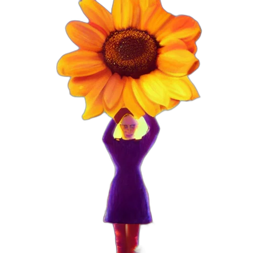 flower, dress, staff, umbrella, 3d render, photorealistic, concept art, oil painting transparent PNG cut-out