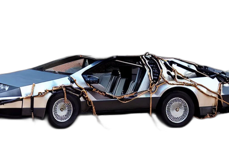 car, concept art, 3d render, vaporwave transparent PNG cut-out