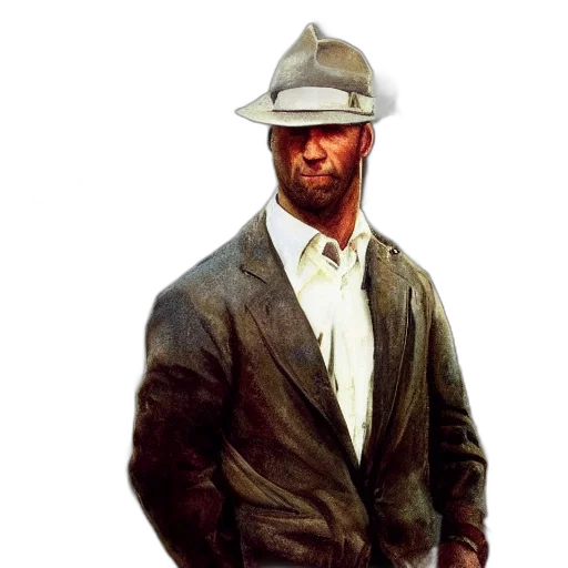 hat, jacket, staff, face transparent PNG cut-out