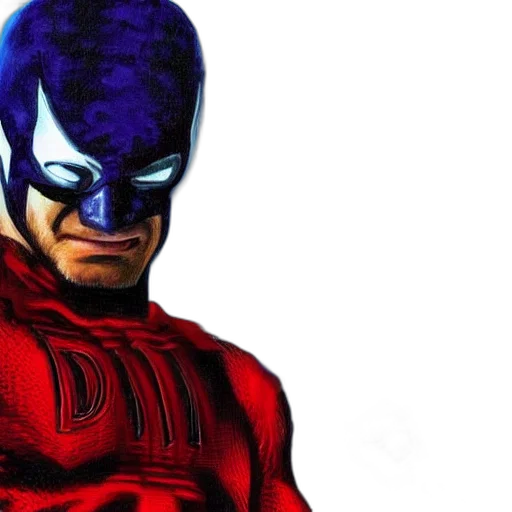 mask, comic book art, concept art, photorealistic, red, daredevil, painting, bob transparent PNG cut-out