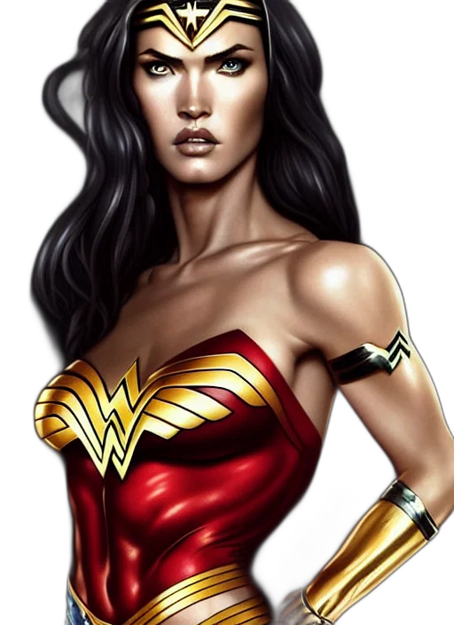 comic book art, fantasy art, cartoon, photorealistic, symmetry, gantz, portrait, megan transparent PNG cut-out