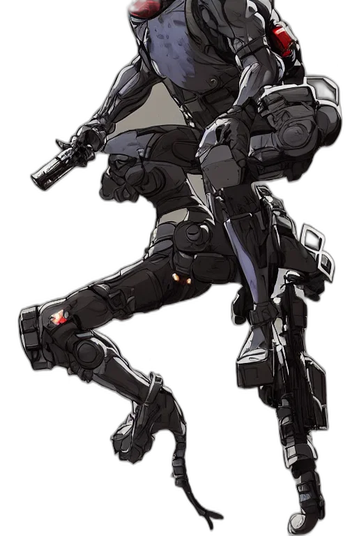 robot, weapon, concept art, pixel art, cyberpunk, anime, monochrome, dark transparent PNG cut-out