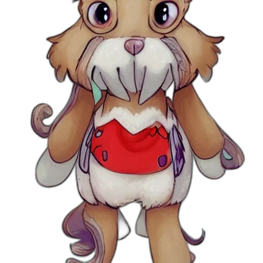 staff, creature, concept art, cartoon, watercolor, fantasy art, fursona, but transparent PNG cut-out