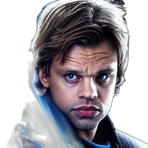 face, jacket, hair, photorealistic transparent PNG cut-out