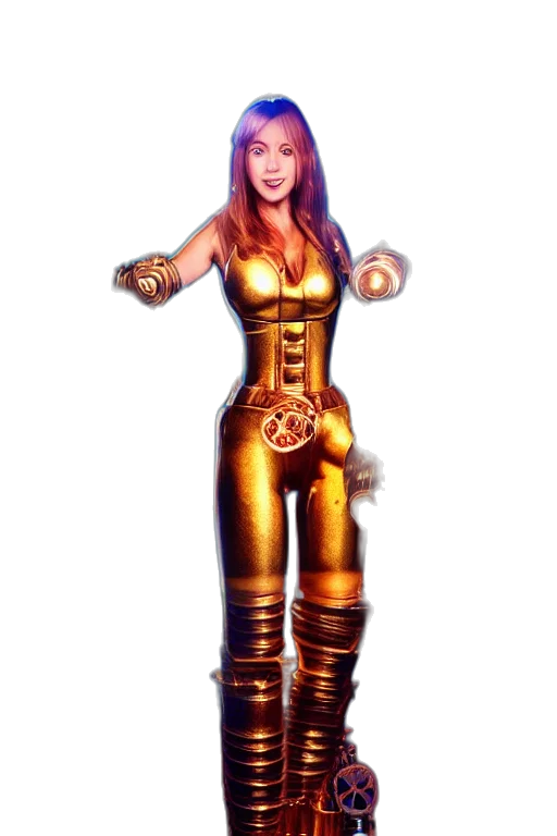 robot, staff, weapon, concept art, fantasy art, 3d render, comic book art, golden transparent PNG cut-out
