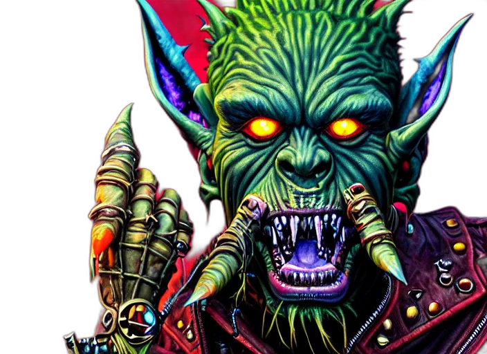comic book art, fantasy art, concept art, portrait, apocalyptic, demonic, orcish, goblin transparent PNG cut-out
