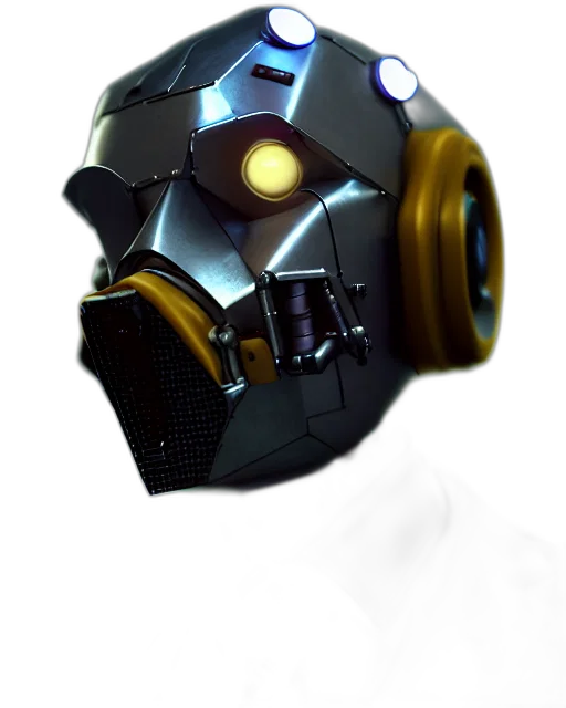 mask, robot, weapon, face, 3d render, concept art, cyberpunk, fantasy art transparent PNG cut-out