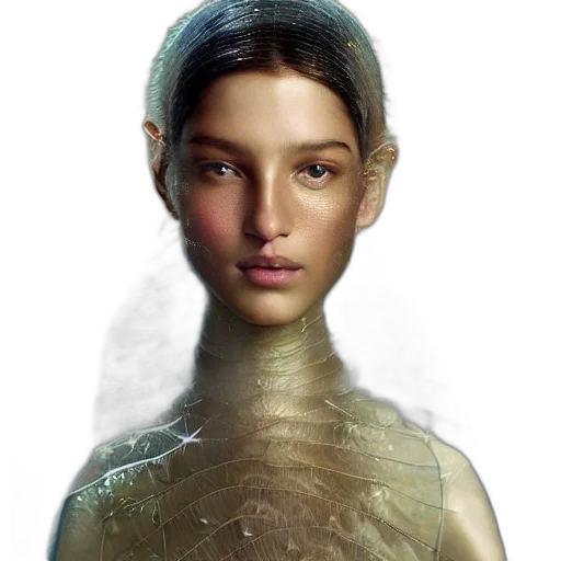 face, hair, mask, jewelry, photorealistic, concept art, fantasy art, cyberpunk transparent PNG cut-out