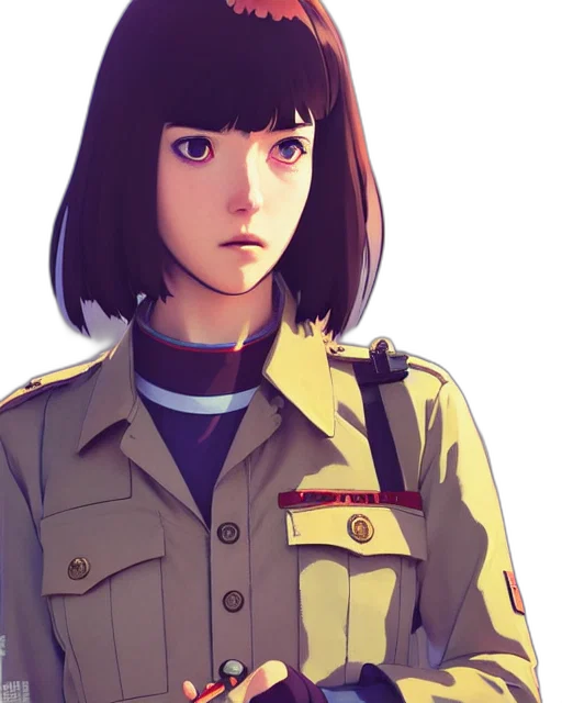 jacket, face, staff, weapon transparent PNG cut-out