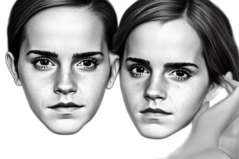 face, photorealistic, concept art, 3d render, pencil sketch, emma, watson, pencil transparent PNG cut-out