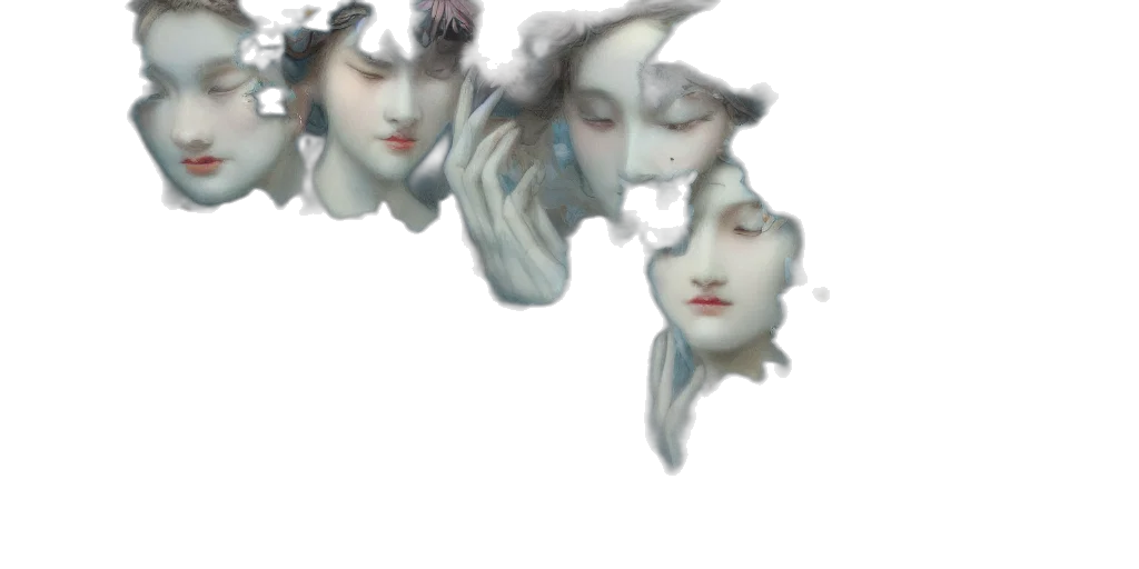 mask, face, crown, creature, vaporwave, 3d render, photorealistic, oil painting transparent PNG cut-out