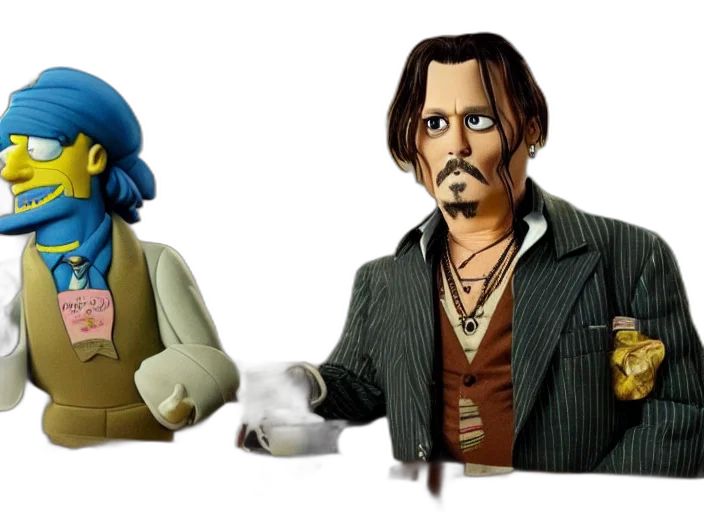 3d render, concept art, comic book art, photorealistic, film, still, johnny, depp transparent PNG cut-out