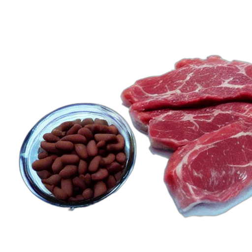food, animal, raw, meat, chunks, beans, mold, android transparent PNG cut-out