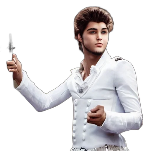 staff, jacket, sword, photorealistic, concept art, 3d render, fantasy art, handsome transparent PNG cut-out