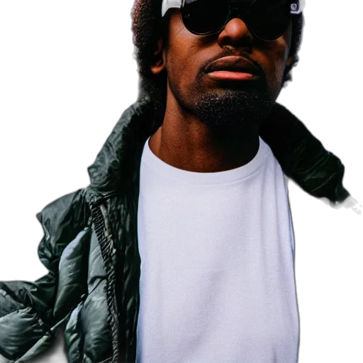 jacket, hat, staff, face transparent PNG cut-out