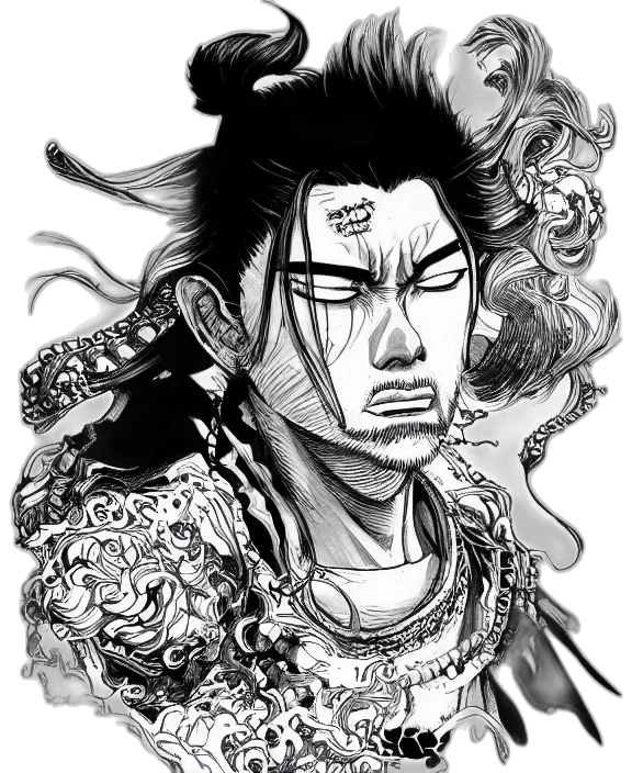 face, mask, staff, comic book art transparent PNG cut-out