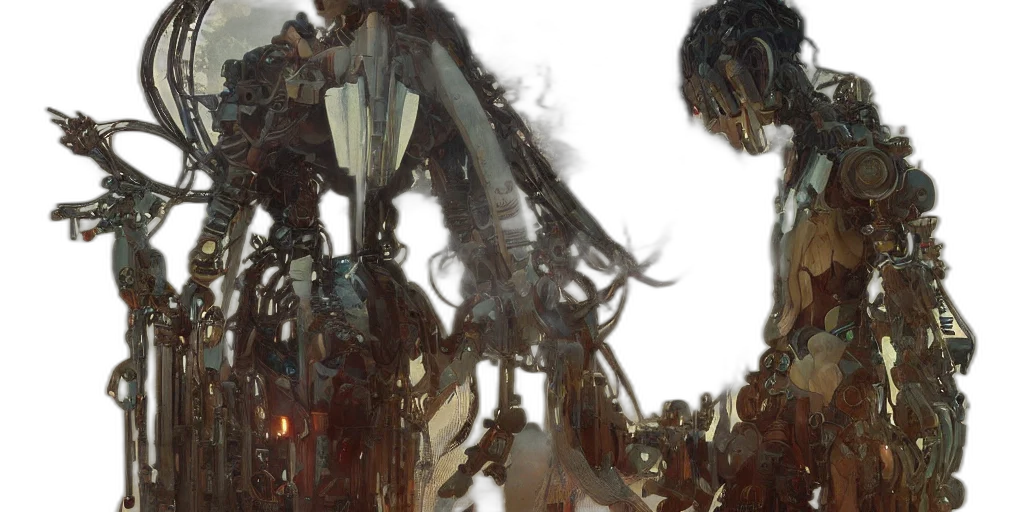 robot, creature, concept art, 3d render transparent PNG cut-out